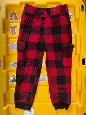 Red and Black Buffalo Plaid Cargo Joggers